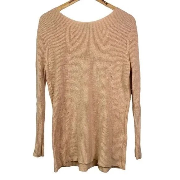 LUMIERE WOMEN'S LONG SLEEVE CREAM KNIT TUNIC SWEATER LARGE - Picture 1 of 6
